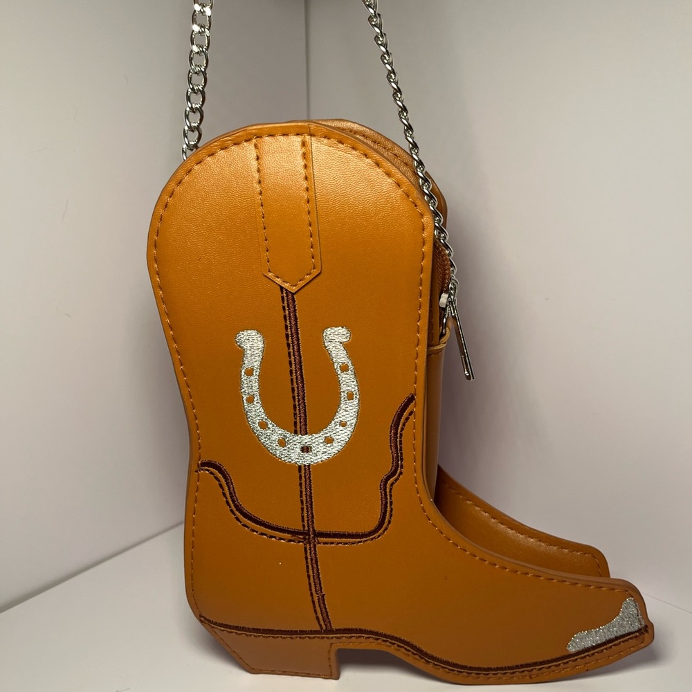 Mini Cowboy Boot Shaped Handbag with Silver Accents